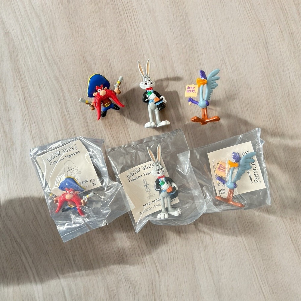Vintage Looney Tunes Collector Figurines BUGS ROAD RUNNER YOSEMITE SAM Shell '90